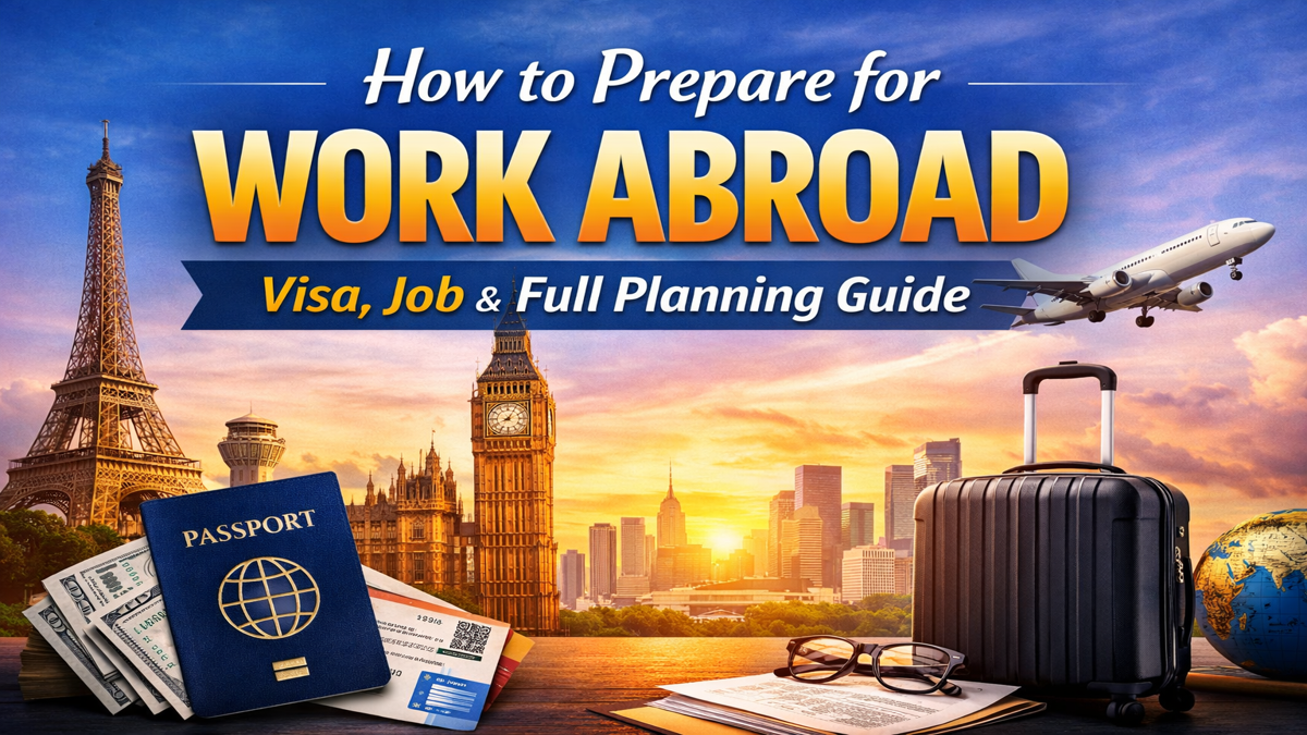 Complete guide to preparing for work abroad, including visa requirements, job search tips, documents checklist, and financial planning.